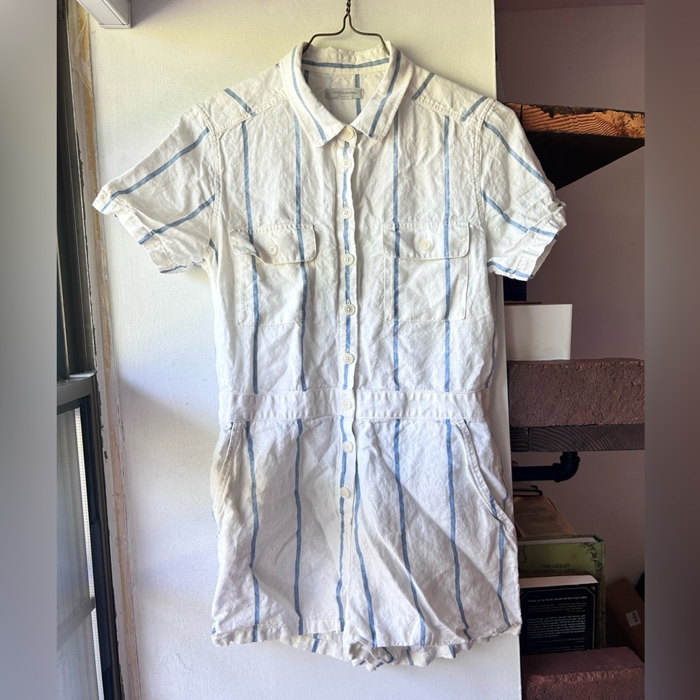 Outerknown S.E.A. Suit Shortall Linen Blend Sailing Stripe Blue - Picture 4 of 7